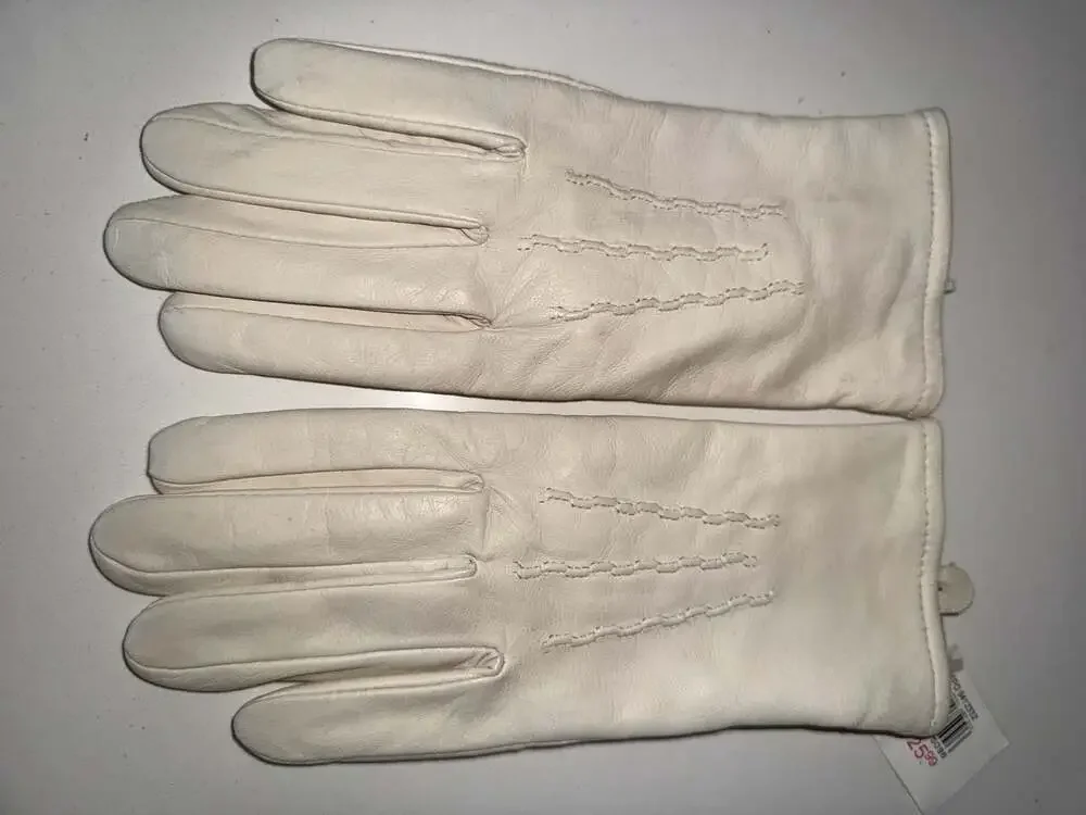 Women's Size 7 White Sheep Nappa Leather Gloves